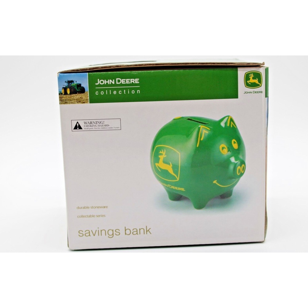 John Deere Green PIG Piggy Bank With Box NEW 2009 Collectible Stoneware - Picture 9 of 10